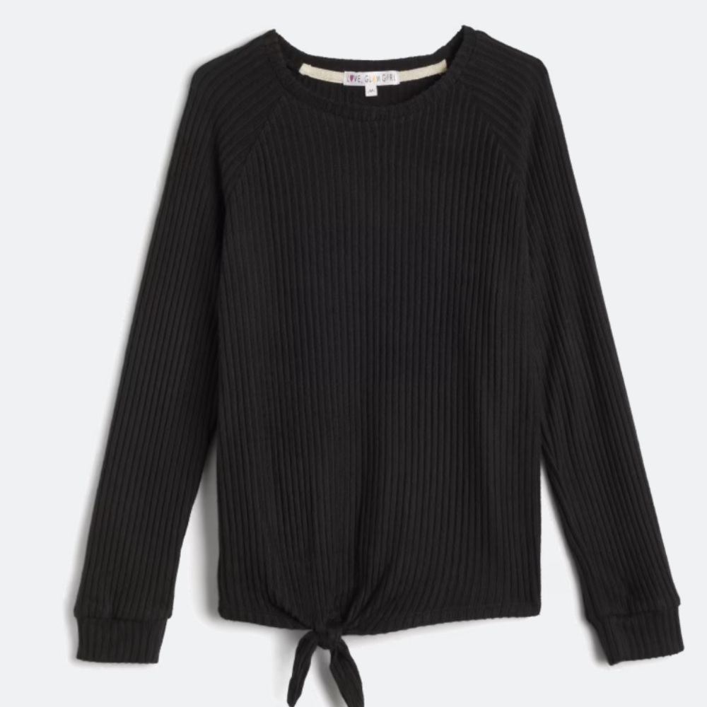 Love Glam Girl. Jayme brushed tie front pullover shirt / sweater. Size XXL.